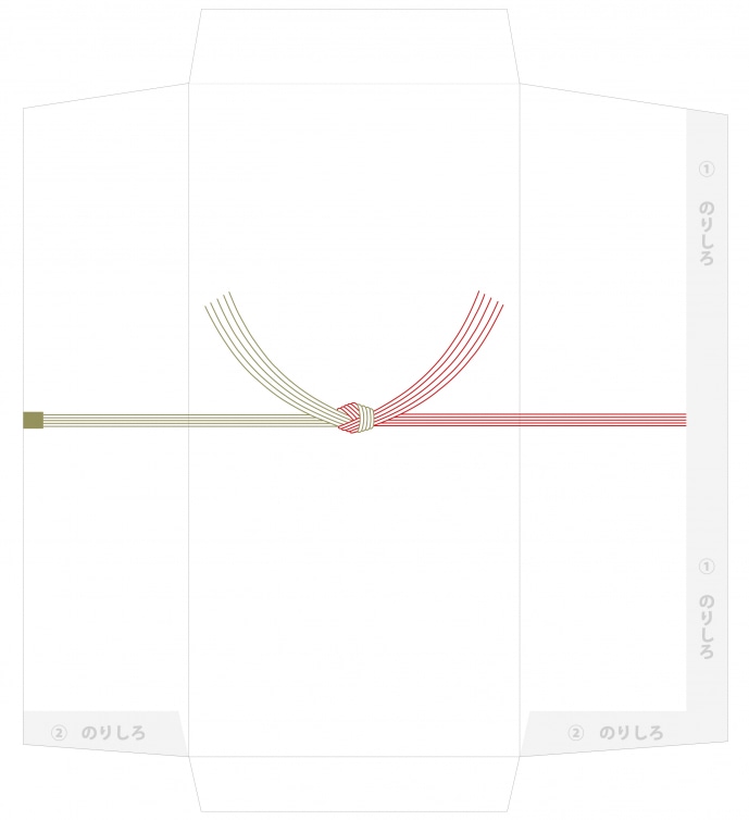 5本水引（赤金）結び切りの無料のし袋（祝儀・不祝儀）テンプレート