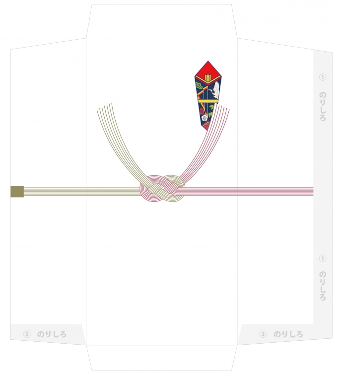 7本水引（赤金）あわじ結び 熨斗付の無料のし袋（祝儀・不祝儀）テンプレート